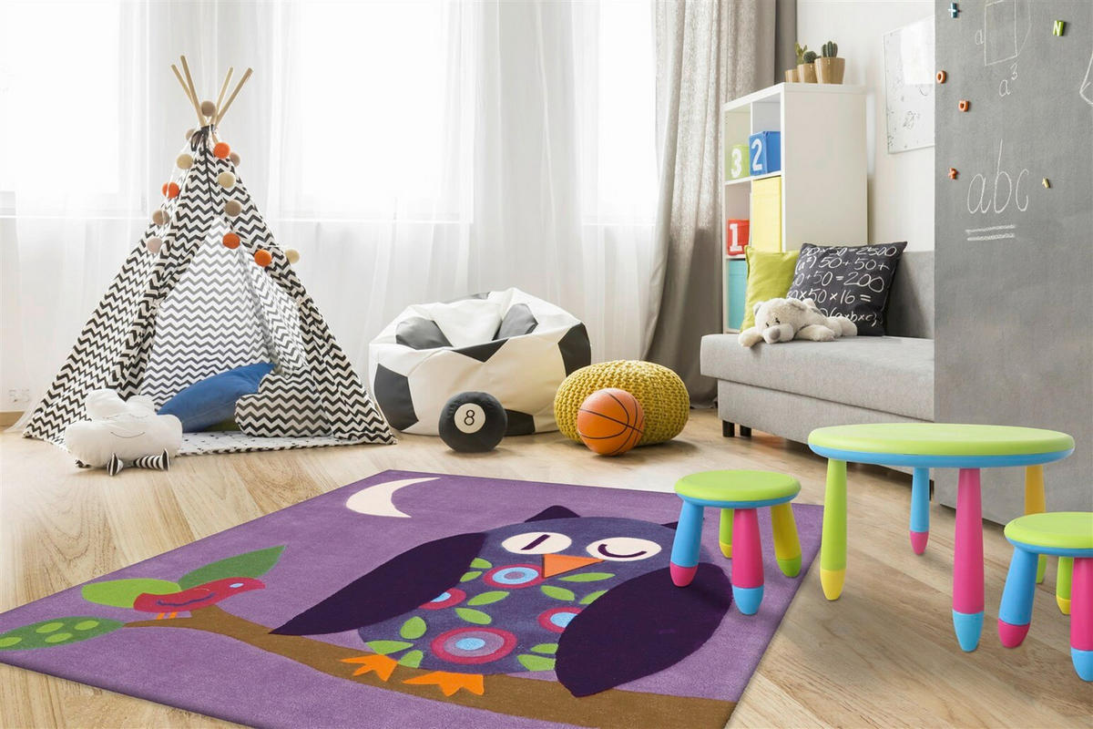 FLACHWEBETEPPICH  Wohnzimmer 130/130 cm Violett quadratisch  - Violett, Basics, Textil (130/130cm) - Kayoom