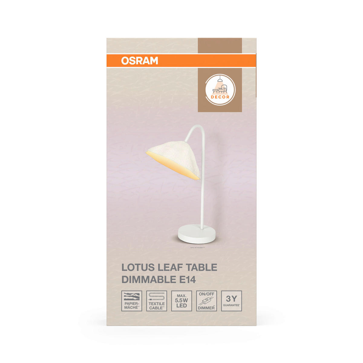 TISCHLEUCHTE 21.9/32.5/46 cm   - Basics, Papier/Metall (21.9/32.5/46cm) - Osram