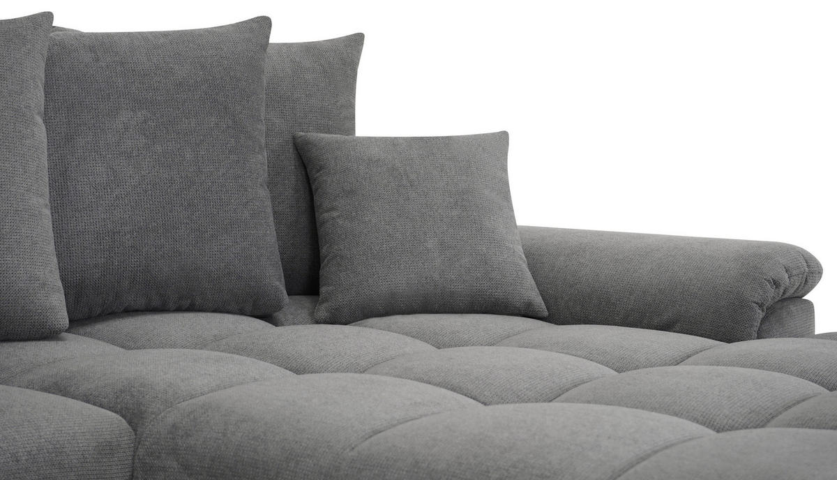 ECKSOFA Dunkelgrau Flachgewebe, Mikrofaser  - Chromfarben/Dunkelgrau, Design, Kunststoff/Textil (312/198cm) - Livetastic