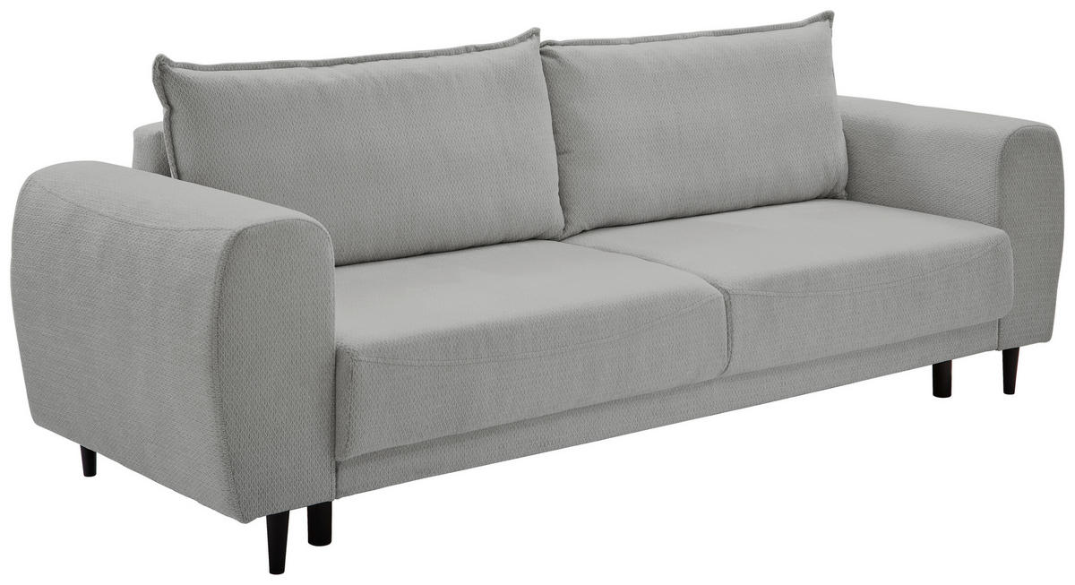 SCHLAFSOFA in Chenille Grau  - Schwarz/Grau, Konventionell, Holz/Textil (245/85/92cm) - Livetastic