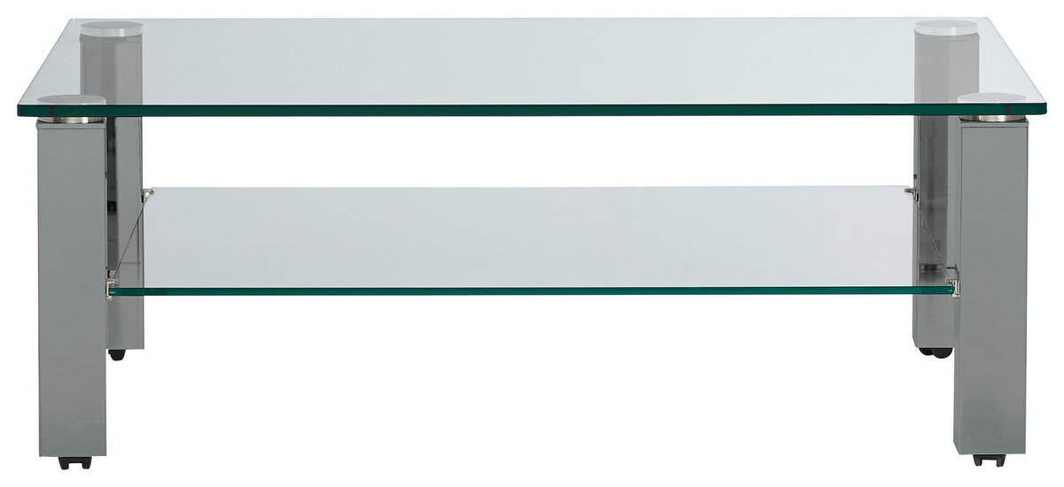 COUCHTISCH in Metall, Glas 110/70/42,5 cm  - Grau, Design, Glas/Kunststoff (110/70/42,5cm)
