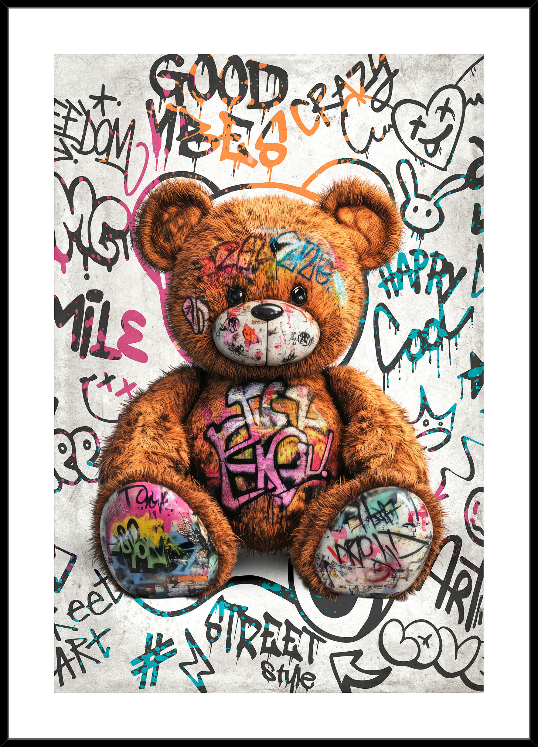 KUNSTDRUCK Tiere 50/70 cm  - Multicolor/Schwarz, Trend, Holzwerkstoff (50/70cm) - Monee