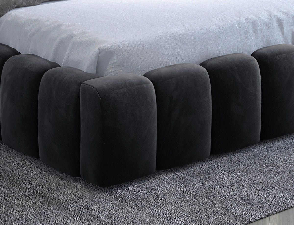 POLSTERBETT Beleuchtung, Lattenrost, Bettkasten 160/200 cm  in Schwarz  - Beige/Schwarz, MODERN, Holz/Kunststoff (160/200cm) - MID.YOU