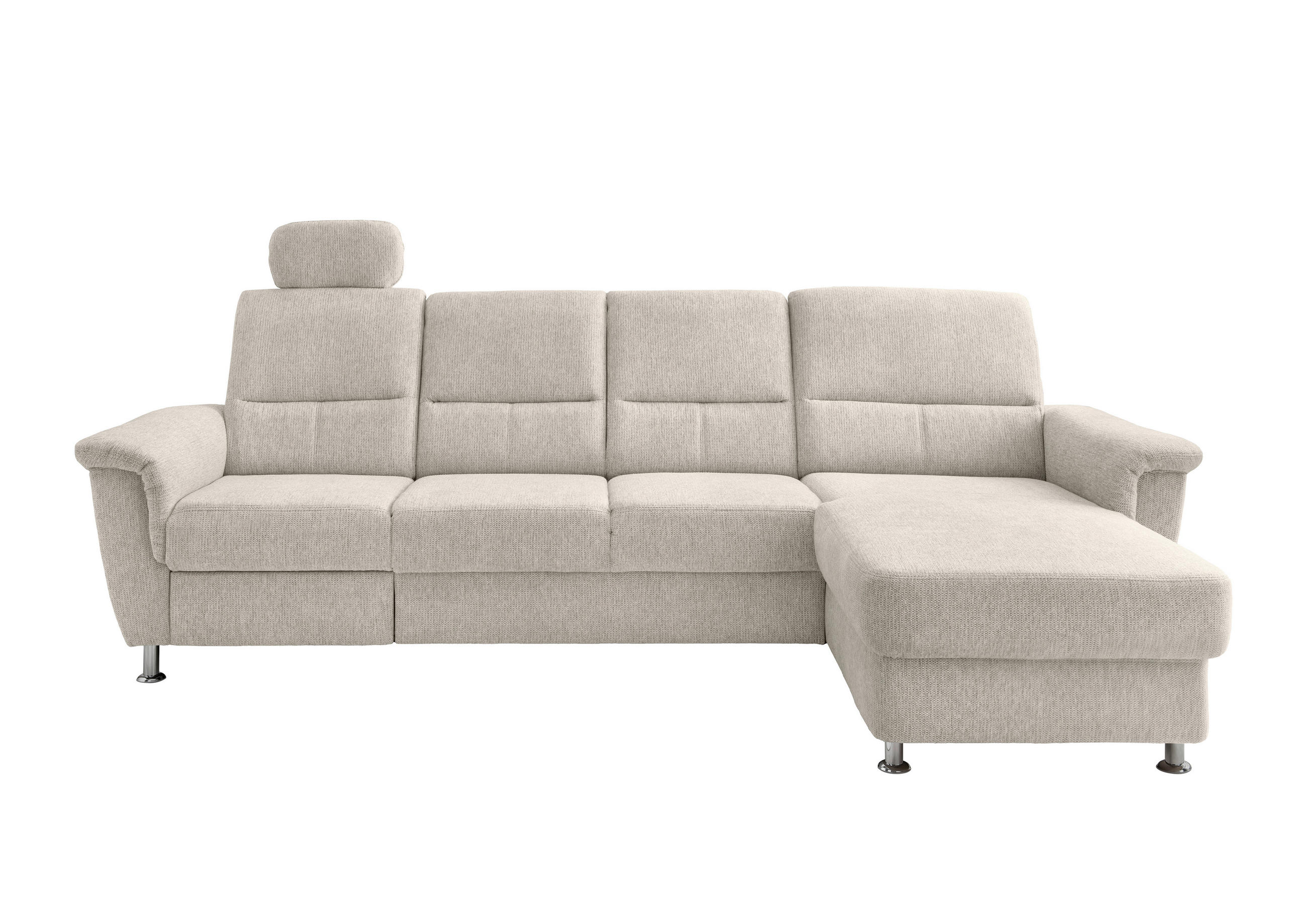 ECKSOFA Beige Chenille  - Chromfarben/Beige, KONVENTIONELL, Textil/Metall (292/165cm) - Livetastic
