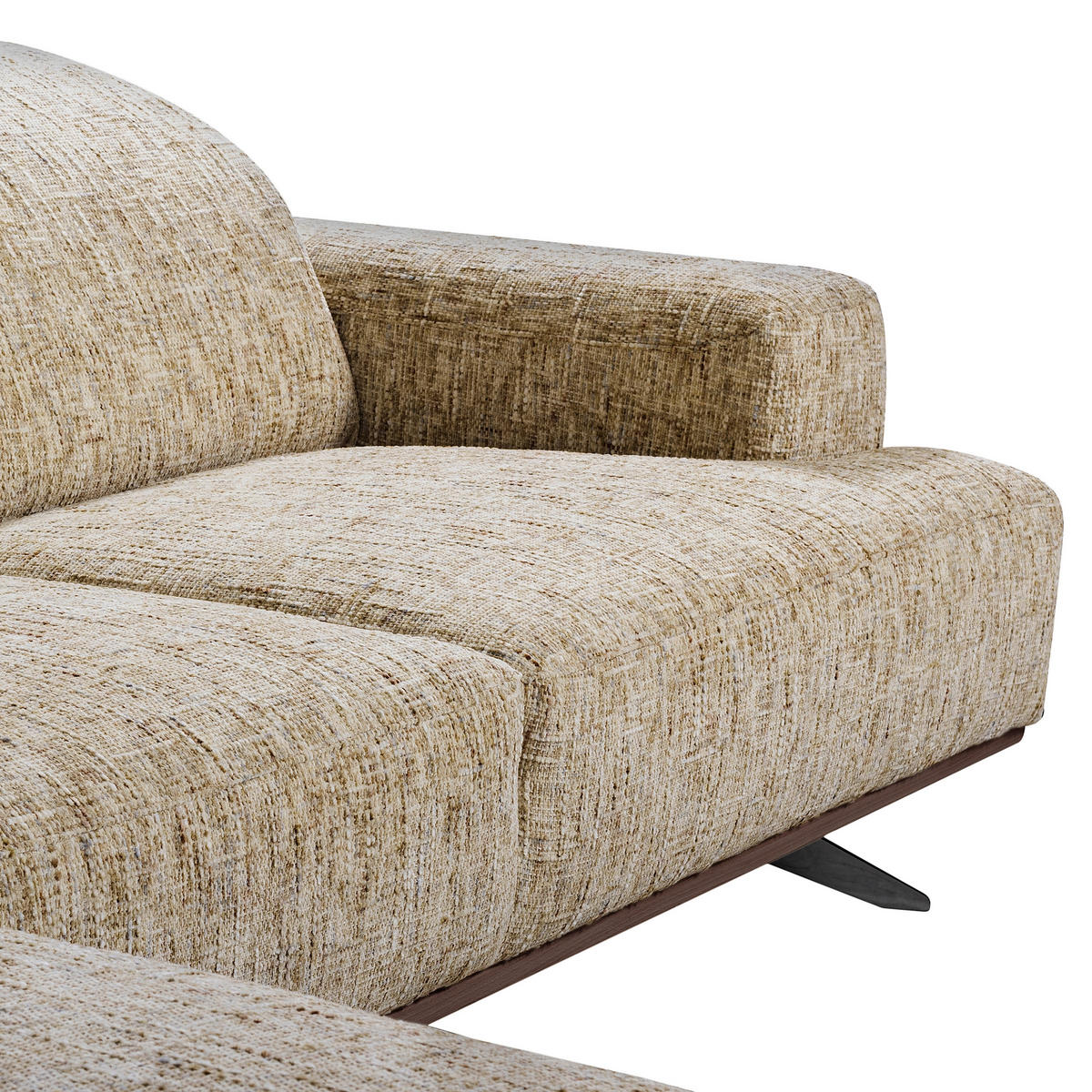 ECKSOFA PORTLAND Hellbraun Struktur Kopfteilverstellung  - Hellbraun/Dunkelbraun, Design, Holz/Textil (187/295cm) - Livetastic