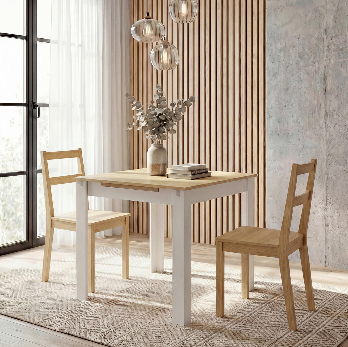 ESSTISCH Nachbildung  Holzwerkstoff ausziehbar rechteckig Weiß, Honigeiche  - Honigeiche/Weiß, MODERN, Holzwerkstoff (80/75/80cm) - MID.YOU