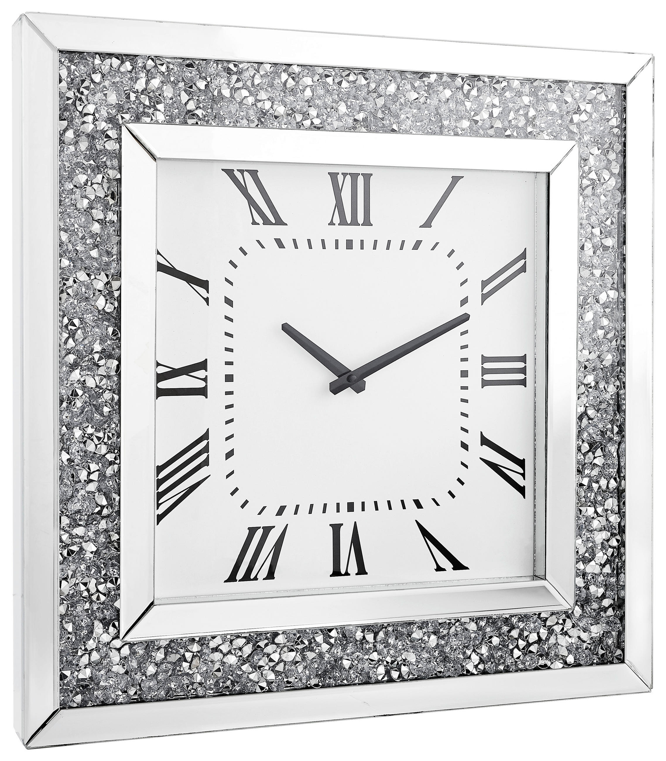 WANDUHR  Silberfarben, Weiß  - Silberfarben/Weiß, Design, Glas/Holzwerkstoff (50/50/5cm) - Xora