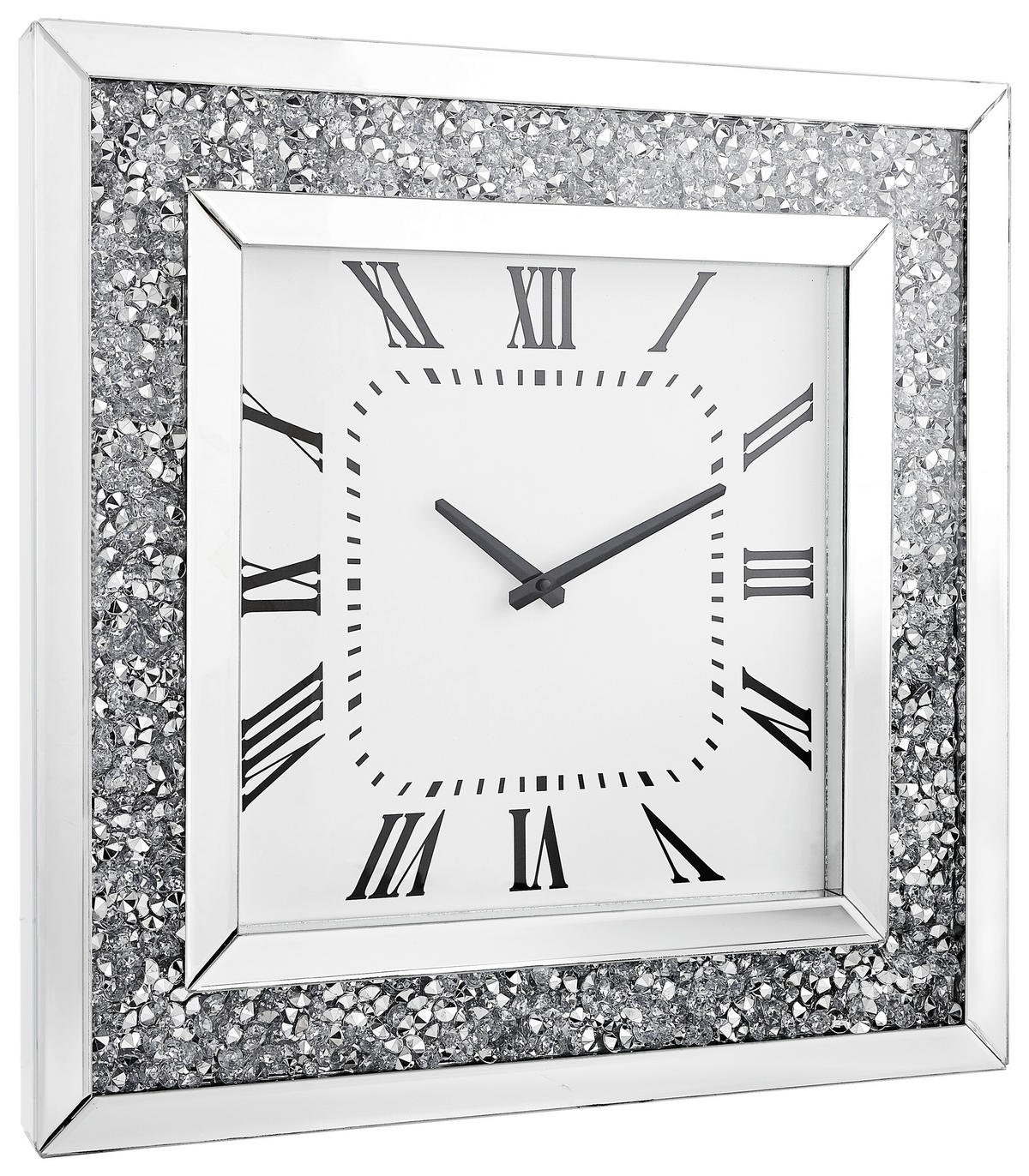 WANDUHR Silberfarben, Weiß 50/50/5 cm  - Silberfarben/Weiß, Design, Glas/Holzwerkstoff (50/50/5cm) - Xora