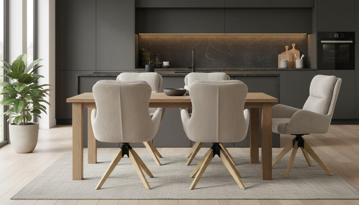 ARMLEHNSTUHL  Sitzfläche 360° drehbar Cord  Taupe  - Taupe/Naturfarben, Konventionell, Holz/Textil (60/91/72cm) - Livetastic