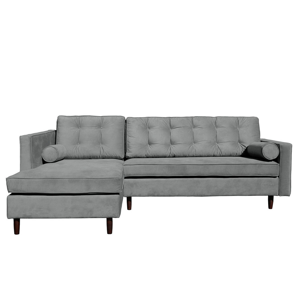 ECKSOFA VANCOUVER in Mikrofaser Anthrazit Zierkissen, Rückenkissen  169/240 cm  - Anthrazit/Braun, Design, Holz/Textil (169/240cm) - P & B