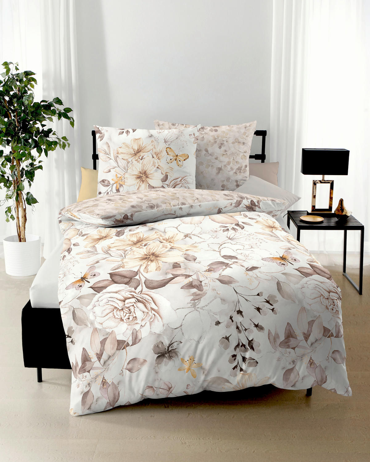 BETTWÄSCHE Green Garden Makosatin 140/200 cm  - Naturfarben, Basics, Textil (140/200cm) - Kaeppel