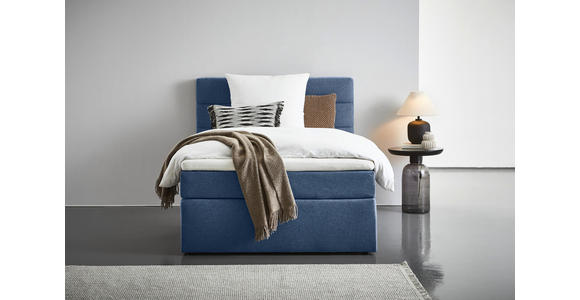 BOXSPRINGBETT 140/200 cm  in Dunkelblau  - Schwarz/Dunkelblau, KONVENTIONELL, Textil (140/200cm) - Carryhome