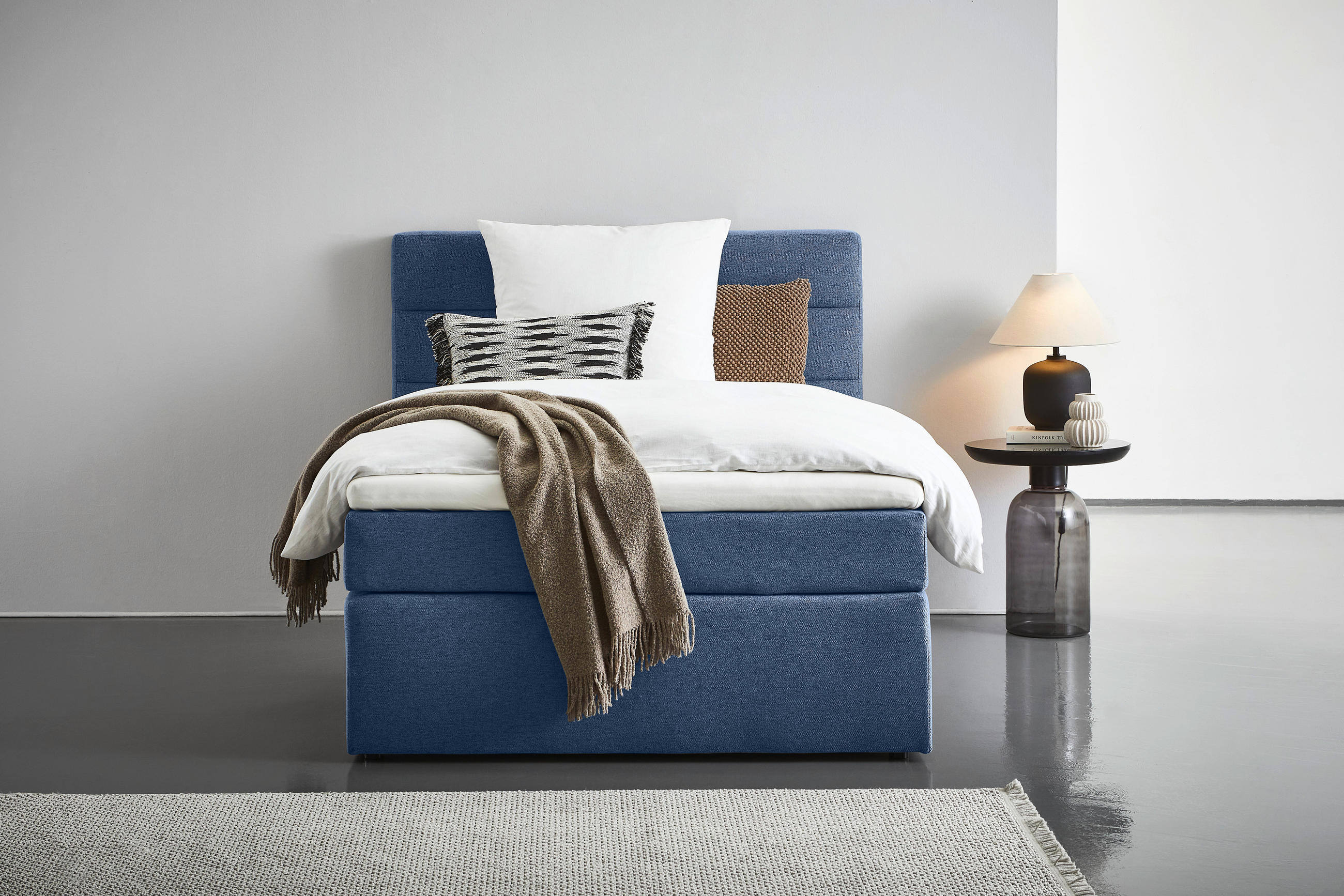 BOXSPRINGBETT 140/200 cm  in Dunkelblau  - Schwarz/Dunkelblau, KONVENTIONELL, Textil (140/200cm) - Carryhome