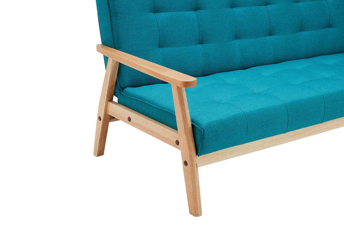 SCHLAFSOFA in Struktur Naturfarben, Petrol  - Petrol/Naturfarben, MODERN, Holz/Textil (190/81/85cm) - Livetastic