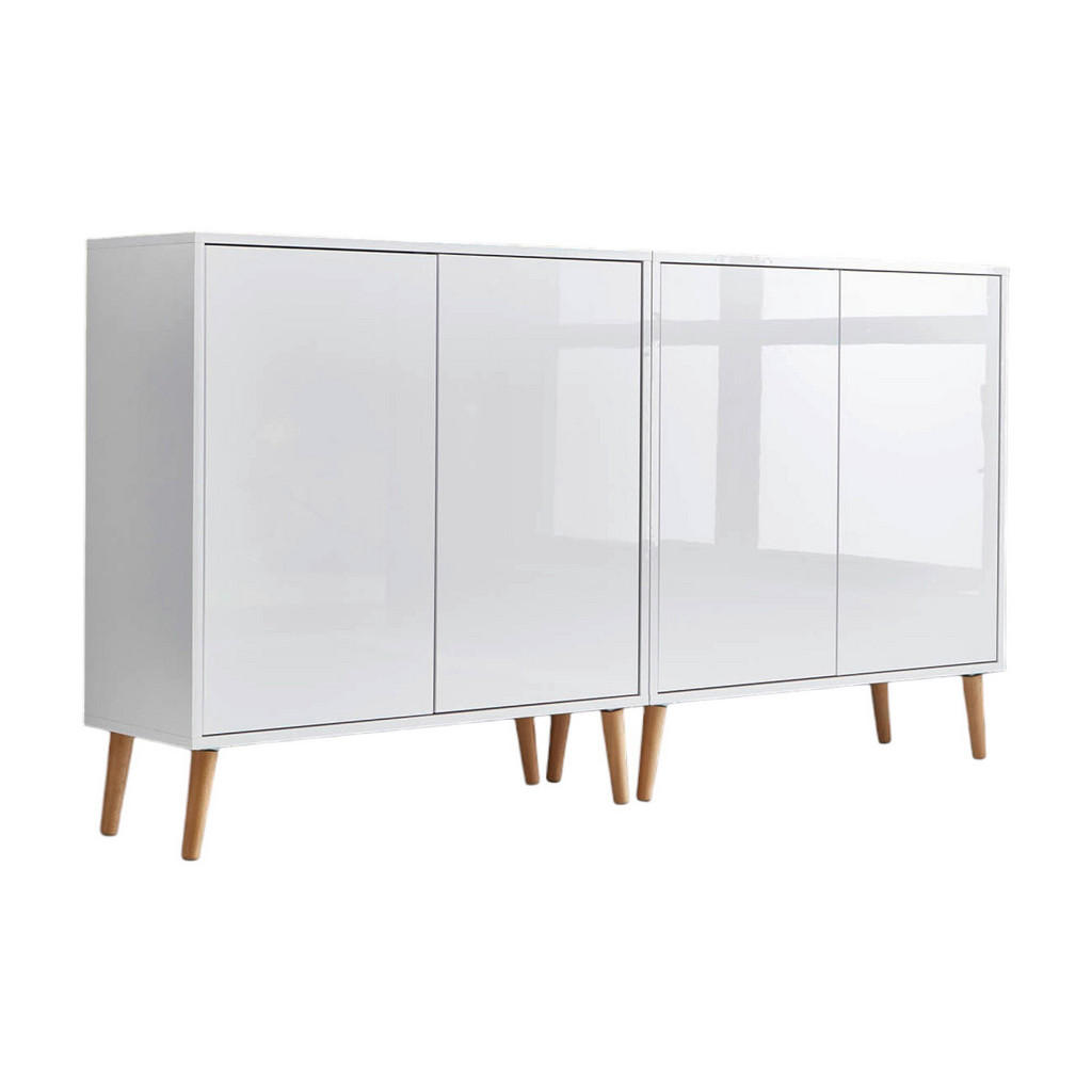 MID.YOU ŠIROKÁ KOMODA, biela, biela s vysokým leskom, 158/86/33 cm