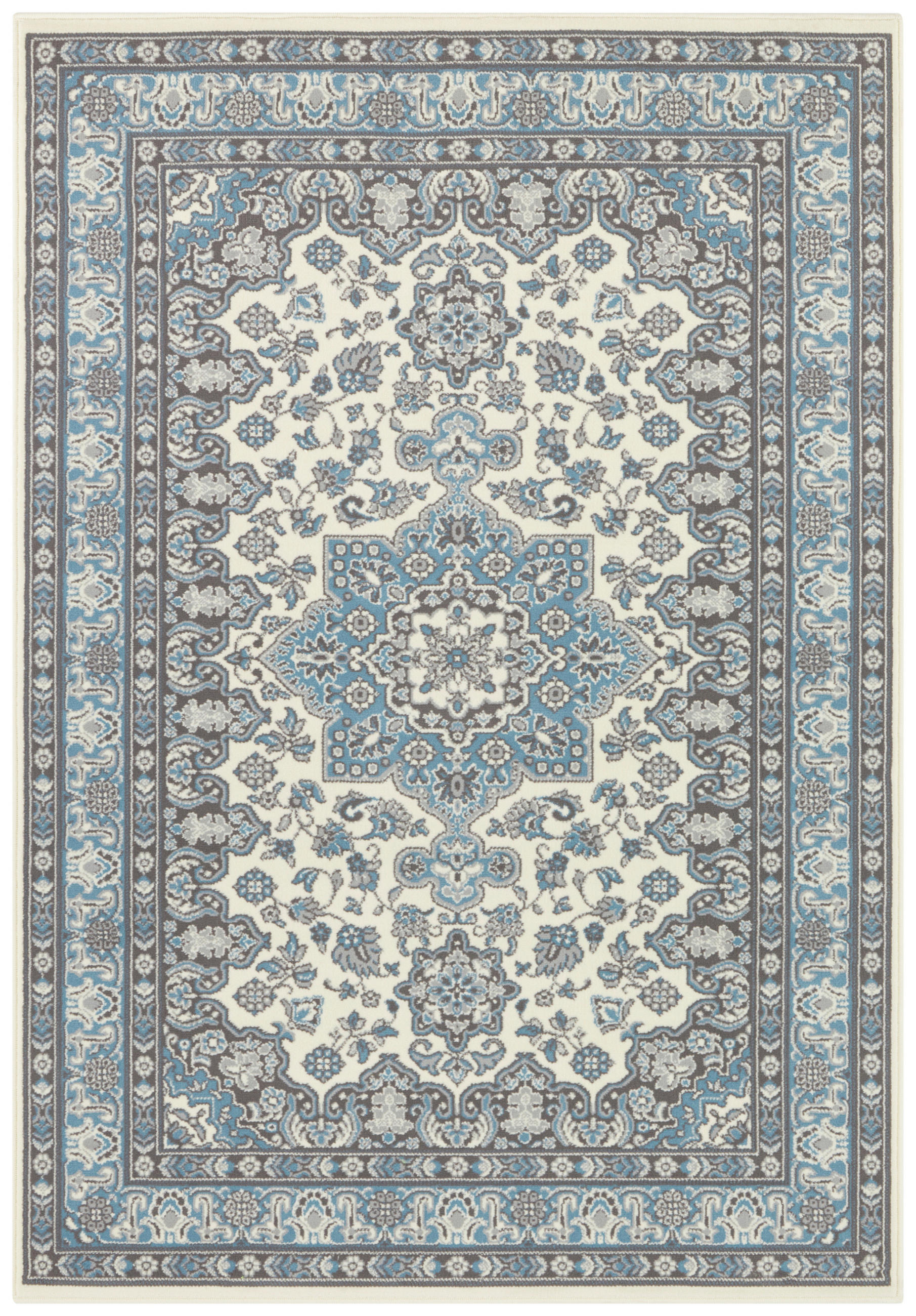ORIENTTEPPICH 80/150 cm Mirkan Creme, Hellblau  - Creme/Hellblau, Basics, Kunststoff/Textil (80/150cm)