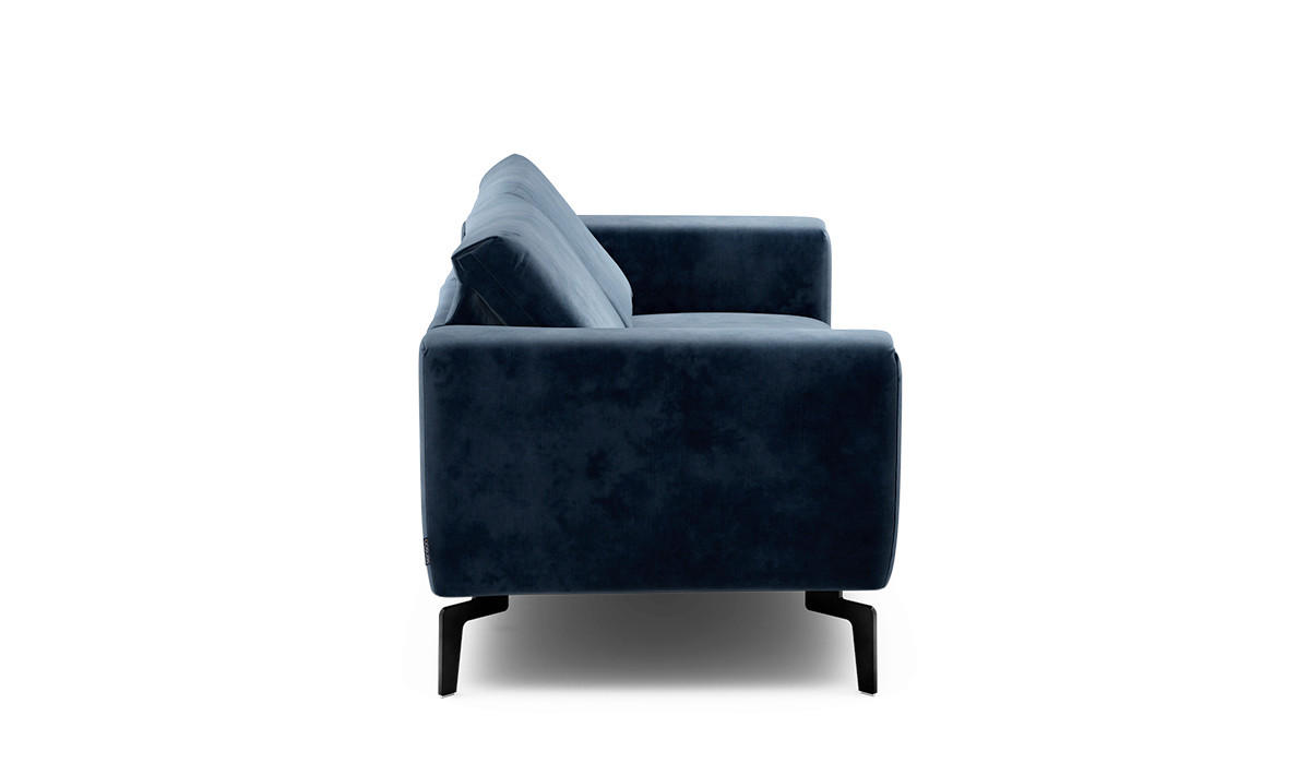 2-SITZER-SOFA Samt Dunkelblau  - Schwarz/Dunkelblau, Design, Textil/Metall (180/86/86-94cm) - SENSOO