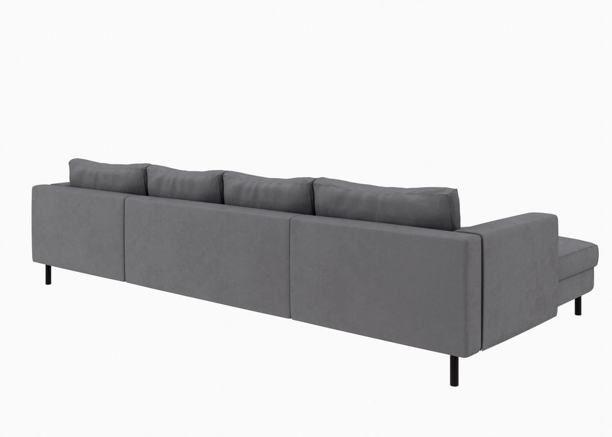 WOHNLANDSCHAFT Anthrazit Struktur  - Anthrazit/Schwarz, MODERN, Textil/Metall (161/306/161cm) - Trendmanufaktur