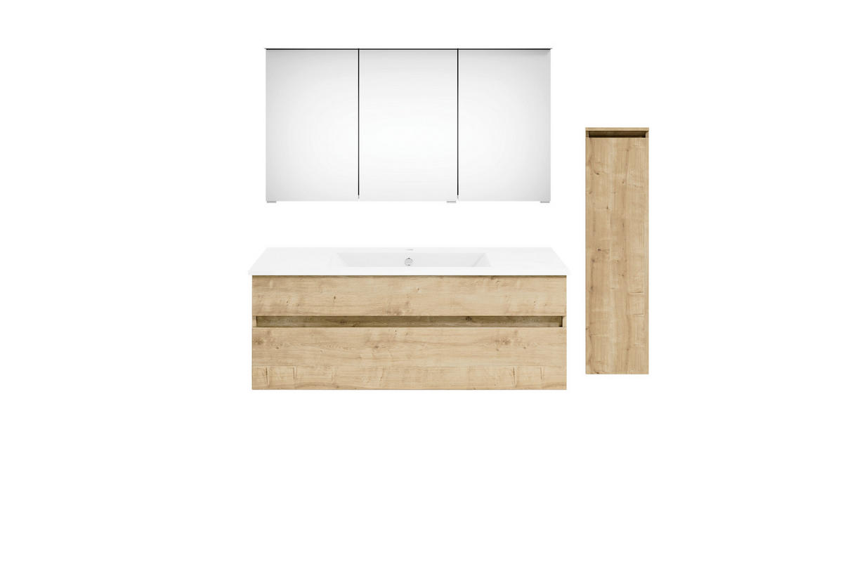 BADEZIMMER  in 150 cm  - Eichefarben, KONVENTIONELL, Keramik/Holzwerkstoff (150cm) - Puris