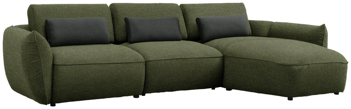 ECKSOFA Chenille Waldgrün  - Waldgrün/Dunkelgrün, Design, Kunststoff/Textil (340/190cm) - Belluti