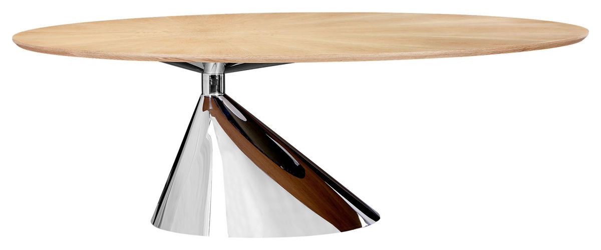 ESSTISCH 220/115/75 cm teilmassiv  Holz, Metall oval Eichefarben  - Edelstahlfarben/Eichefarben, Design, Holz/Metall (220/115/75cm) - Novel