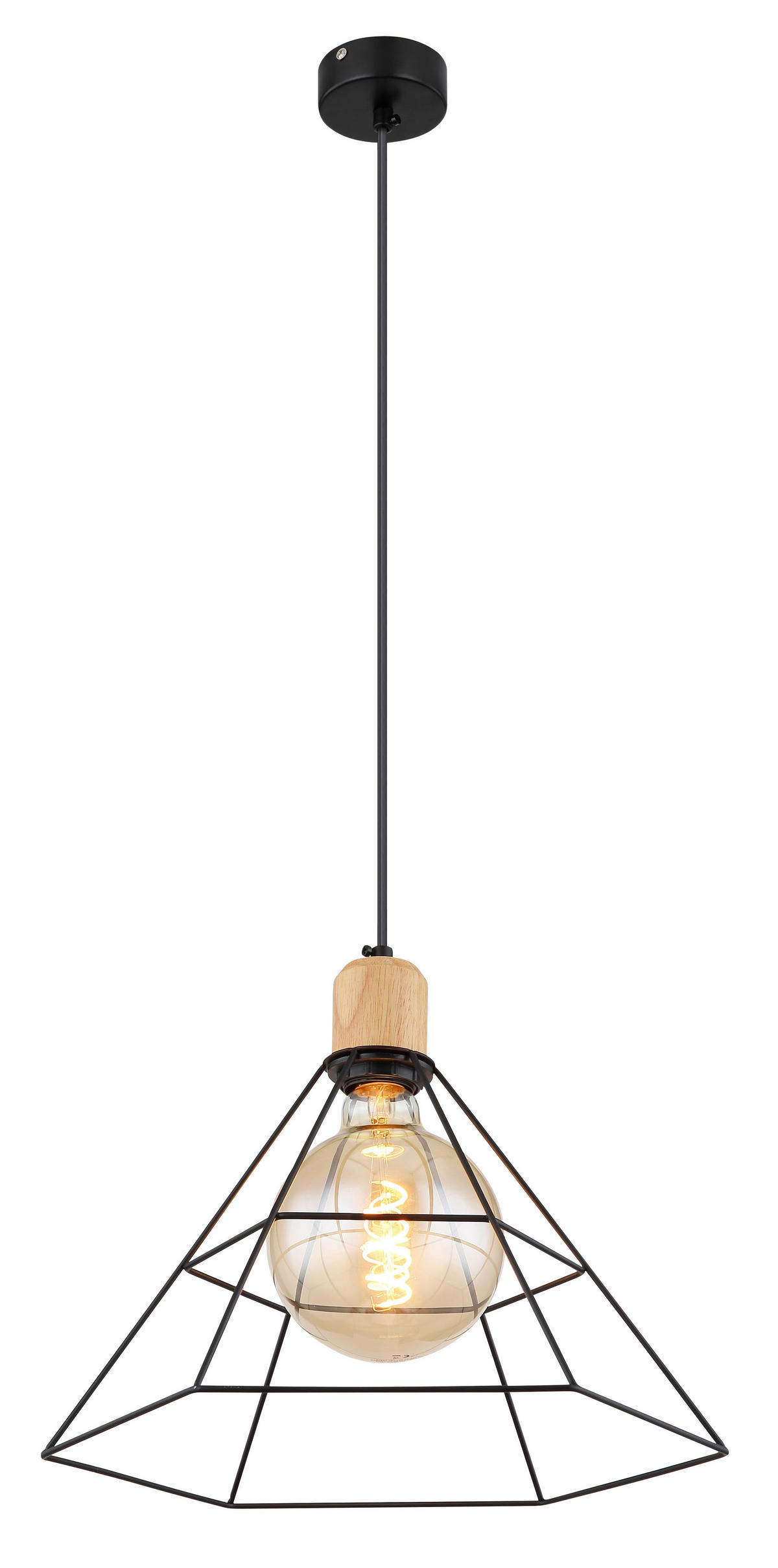 HÄNGLAMPA 35/120 cm  - brun/svart, Klassisk, metall/trä (35/120cm) - Globo