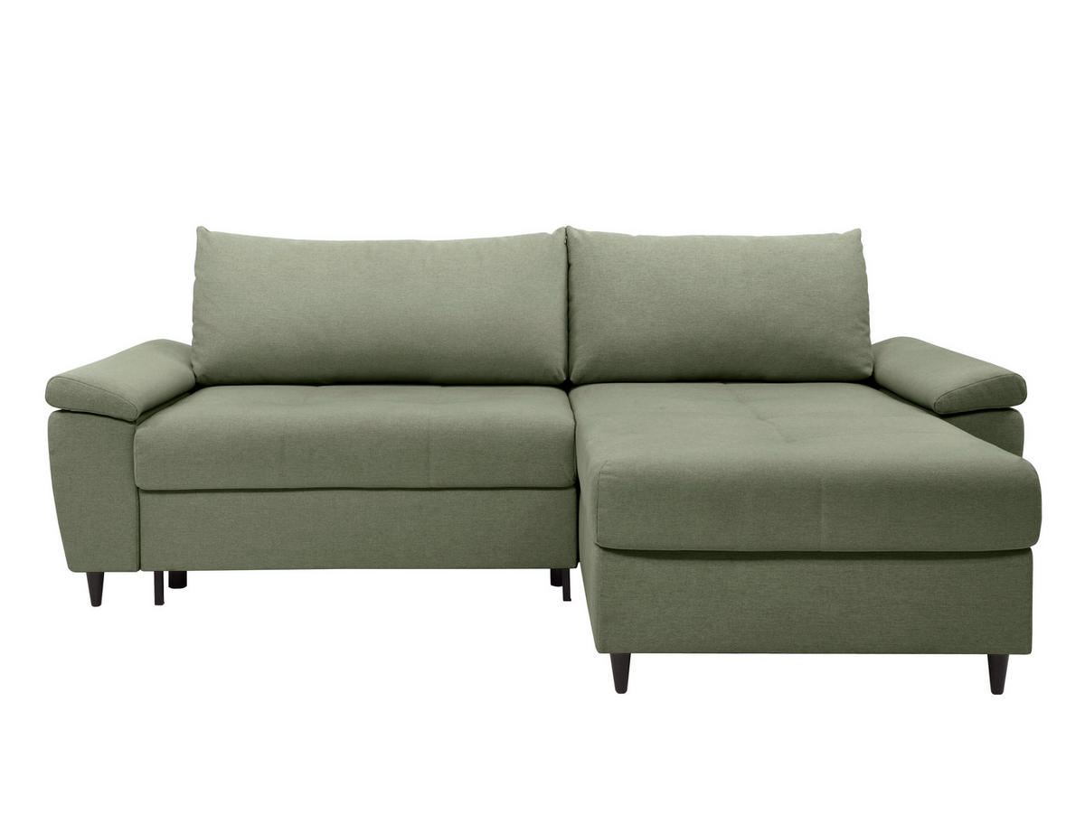ECKSOFA GORDES in Grün  - Schwarz/Grün, Design, Holz/Textil (248/174cm) - MID.YOU