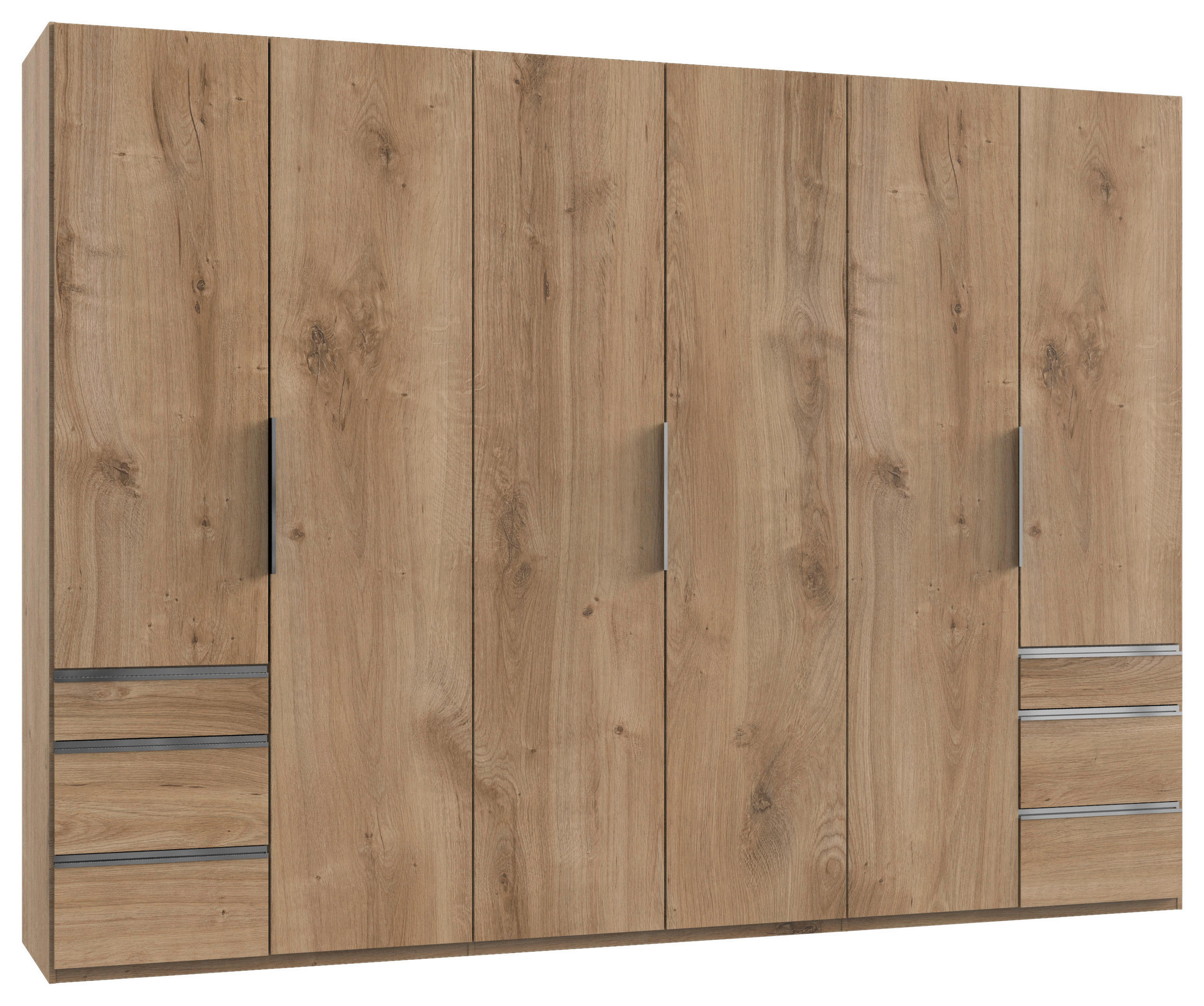 DREHTÜRENSCHRANK 300/236/58 cm,  in Plankeneiche, 6 Tür(en)  - Chromfarben/Plankeneiche, MODERN, Holzwerkstoff (300/236/58cm) - MID.YOU