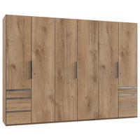 DREHTÜRENSCHRANK 300/236/58 cm,  in Plankeneiche, 6 Tür(en)  - Chromfarben/Plankeneiche, MODERN, Holzwerkstoff (300/236/58cm) - MID.YOU