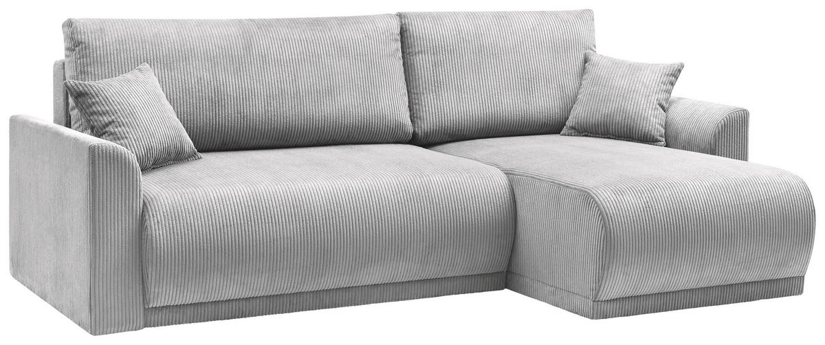 ECKSOFA KIMMY Hellgrau Cord Zierkissen, Rückenkissen, Bettkasten  - Hellgrau/Schwarz, Design, Kunststoff/Textil (233/146cm) - P & B