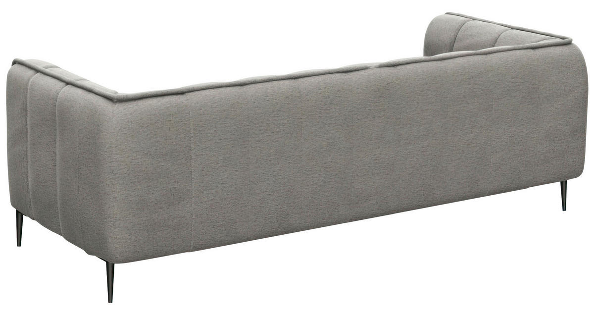 3-SITZER-SOFA Chenille, Webstoff, Flachgewebe Grau  - Schwarz/Grau, Design, Holz/Textil (209/75/91cm) - Livetastic