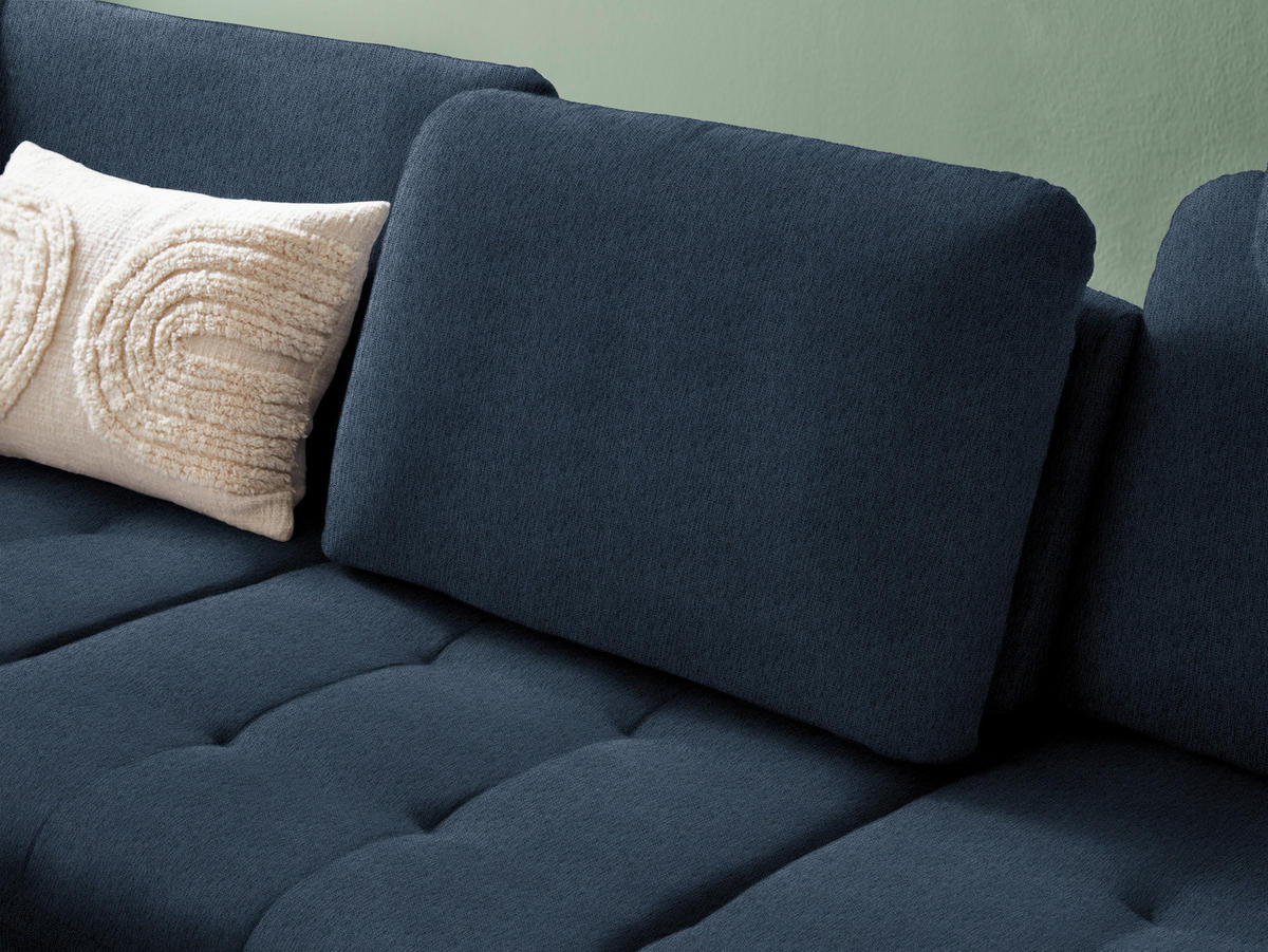 ECKSOFA in Chenille Blau  - Blau/Schwarz, Natur, Textil/Metall (233/288cm) - Valnatura