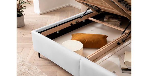 POLSTERBETT Matratze, Lattenrost, Topper Weiß 180/200 cm  - Schwarz/Weiß, KONVENTIONELL, Leder/Holz (180/200cm) - Novel