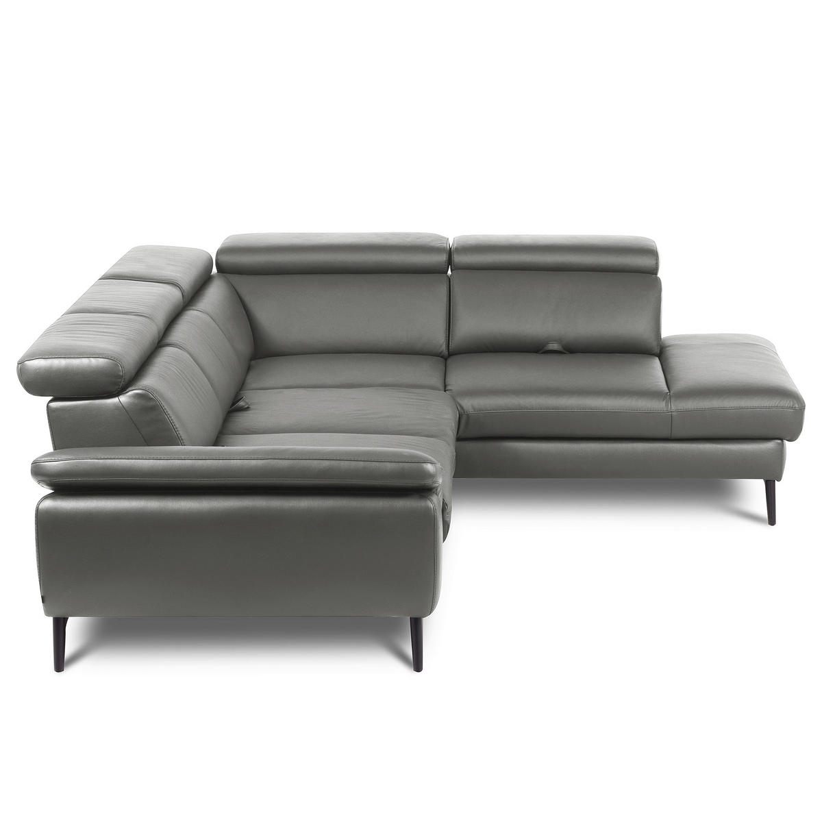 ECKSOFA  in Lederlook Echtleder Anthrazit  274/220 cm  - Anthrazit/Schwarz, Design, Leder/Textil (274/220cm) - Livetastic