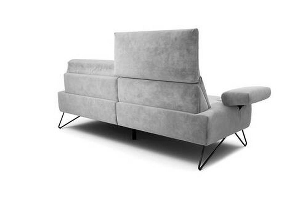 2,5-SITZER in Samt Hellgrau  - Hellgrau/Schwarz, Design, Textil/Metall (204-234/85/86-94cm) - SENSOO