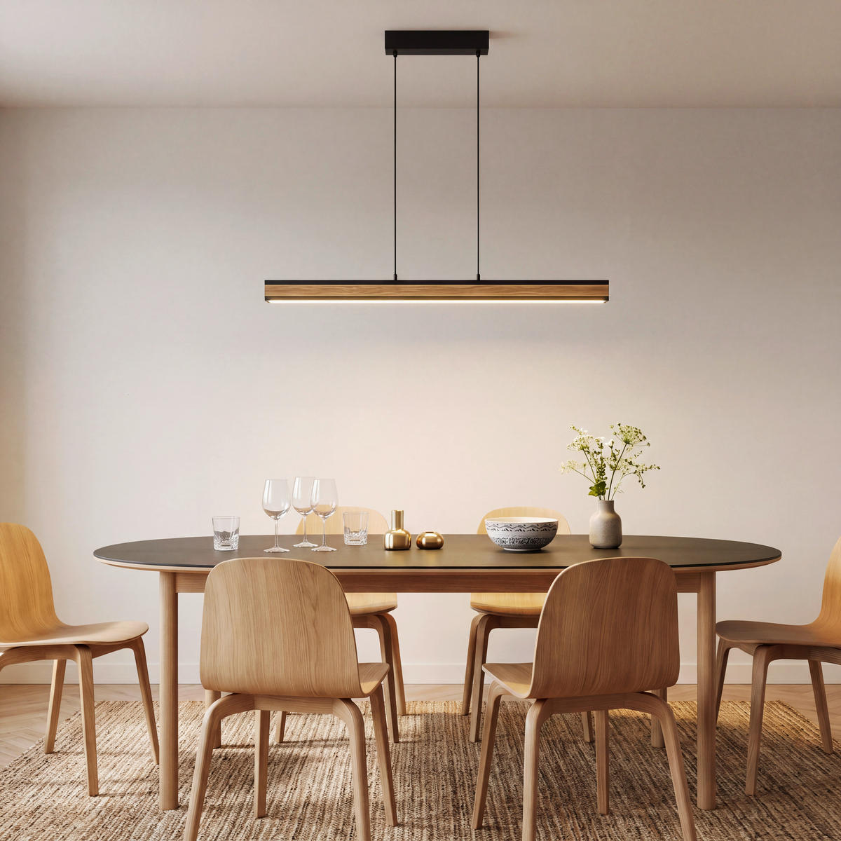 LED-HÄNGELEUCHTE Heloise 120/3.6/45-200 cm  - Eichefarben, Natur, Holz (120/3.6/45-200cm) - Herzblut