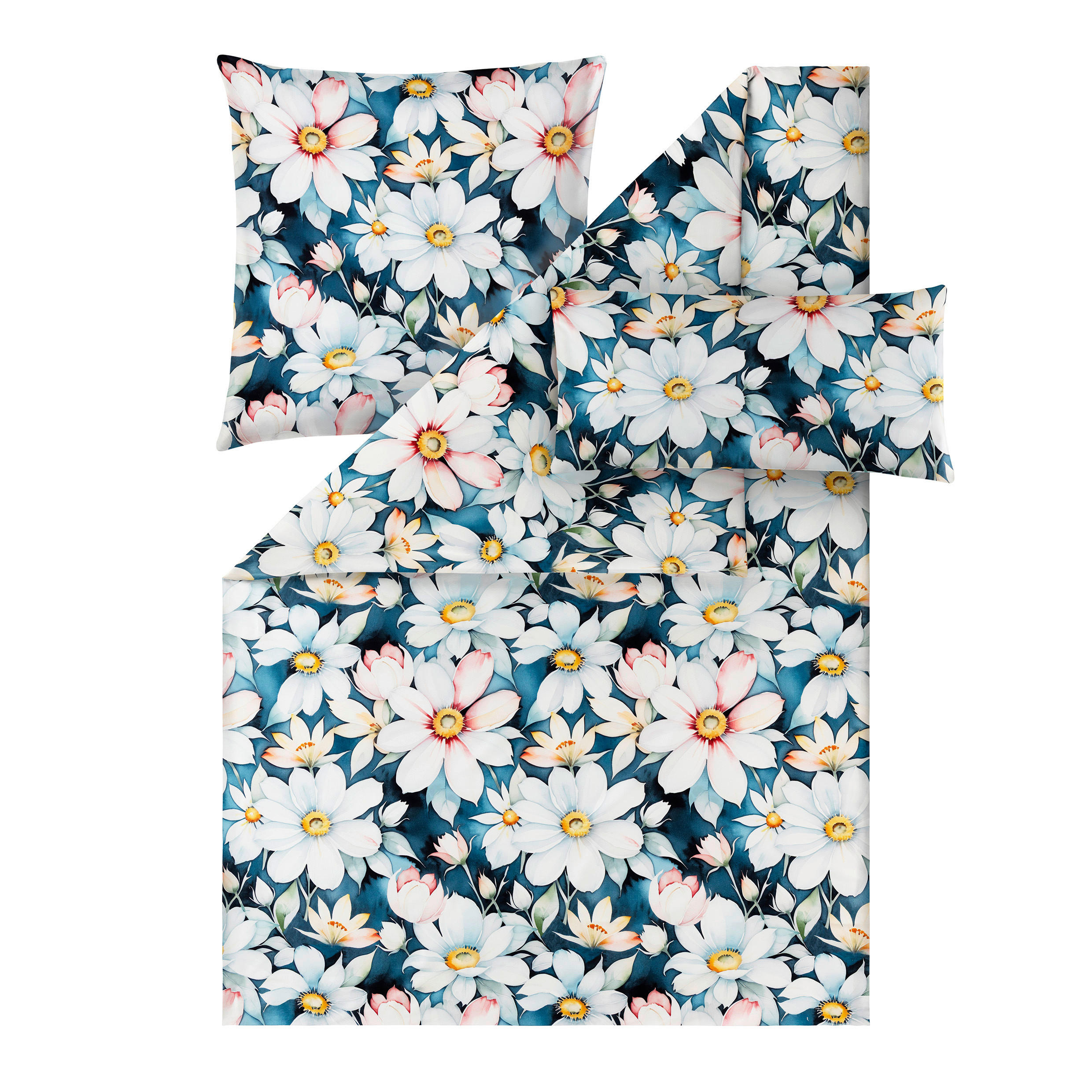BETTWÄSCHE 3-teilig Atelier Makosatin 135/200 cm  - Petrol, Design, Textil (135/200cm) - Estella