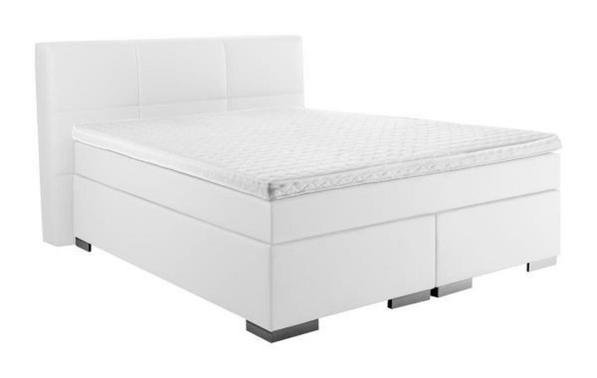 BOXSPRINGBETT 120/200 cm  in Weiß  - Silberfarben/Weiß, Design, Kunststoff/Textil (120/200cm) - Livetastic
