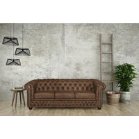 3-SITZER-SOFA Lederlook Braun  - Braun, Design, Holz/Textil (203/72/86cm) - P & B