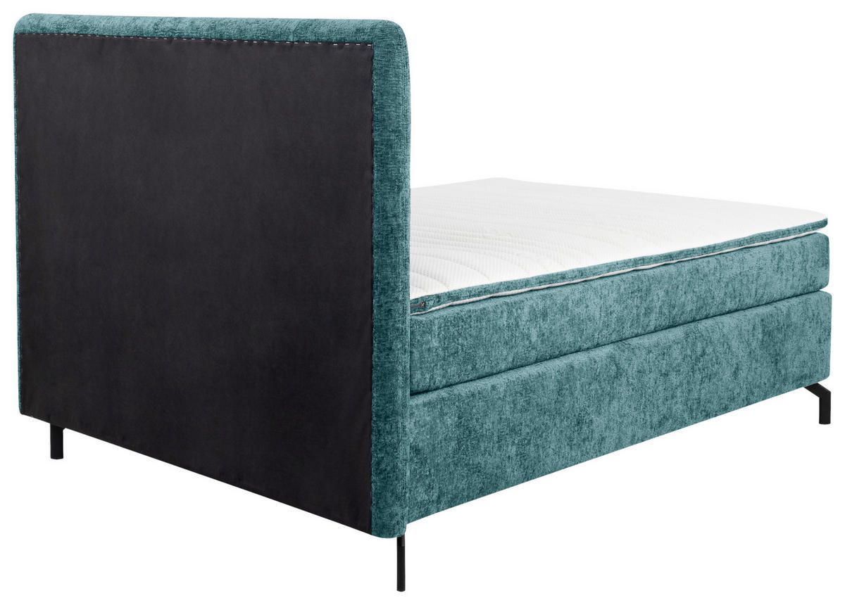 BOXSPRINGBETT 140/200 cm  in Petrol  - Petrol/Schwarz, Design, Textil/Metall (140/200cm) - Esposa