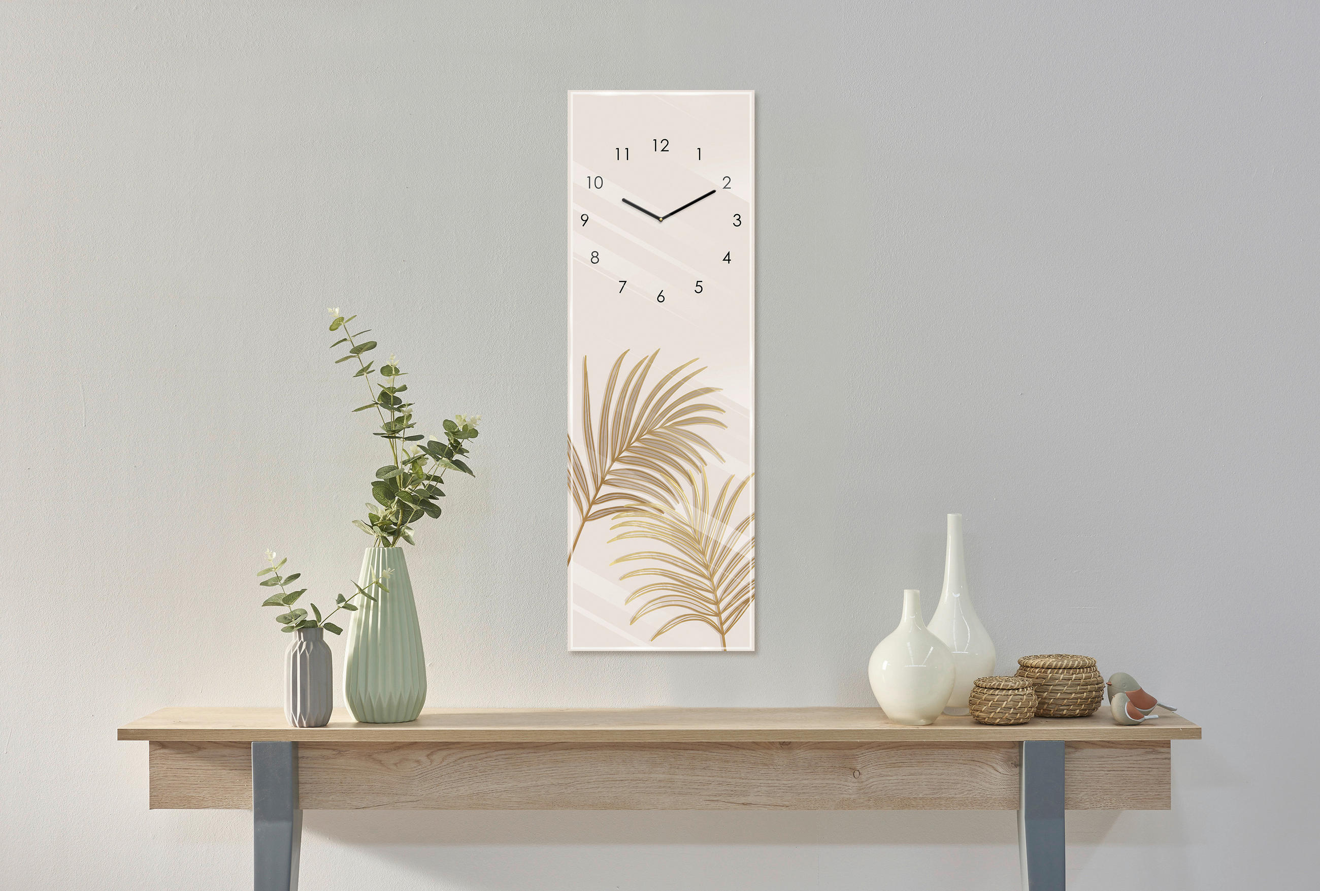 NÁSTĚNNÉ HODINY, přírodní barvy, 20/60/3,1 cm - přírodní barvy, Trend, sklo (20/60/3,1cm) - Euroart
