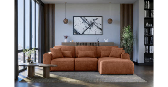 ECKSOFA Terracotta Chenille  - Terracotta/Grau, KONVENTIONELL, Kunststoff/Textil (293/205cm) - Carryhome
