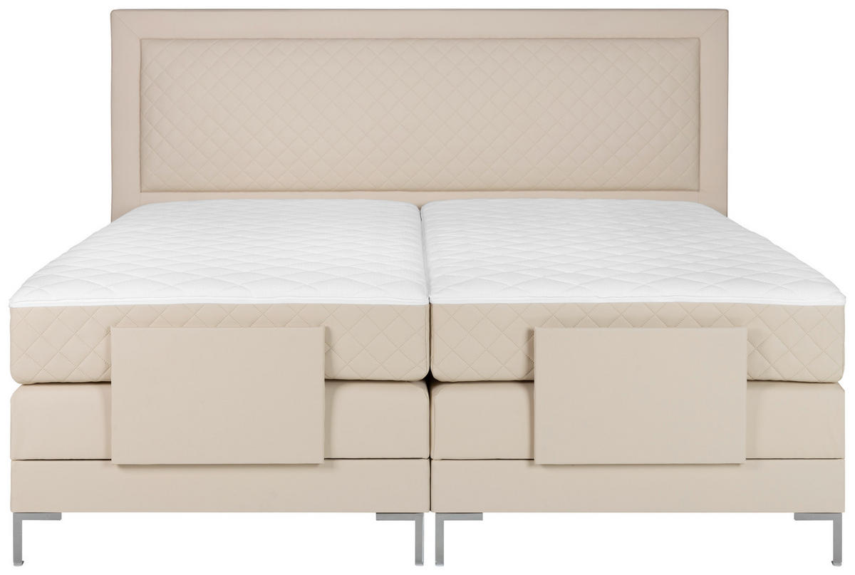 BOXSPRINGBETT 180/200 cm  in Beige  - Beige/Alufarben, Design, Textil/Metall (180/200cm) - Welnova