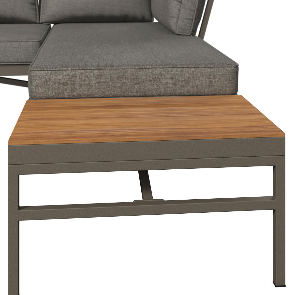 LOUNGEGARNITUR   57/35/57 cm Akazie vollmassiv Aluminium  - Beige/Beigebraun, MODERN, Holz/Textil (57/35/57cm) - Ambia Garden
