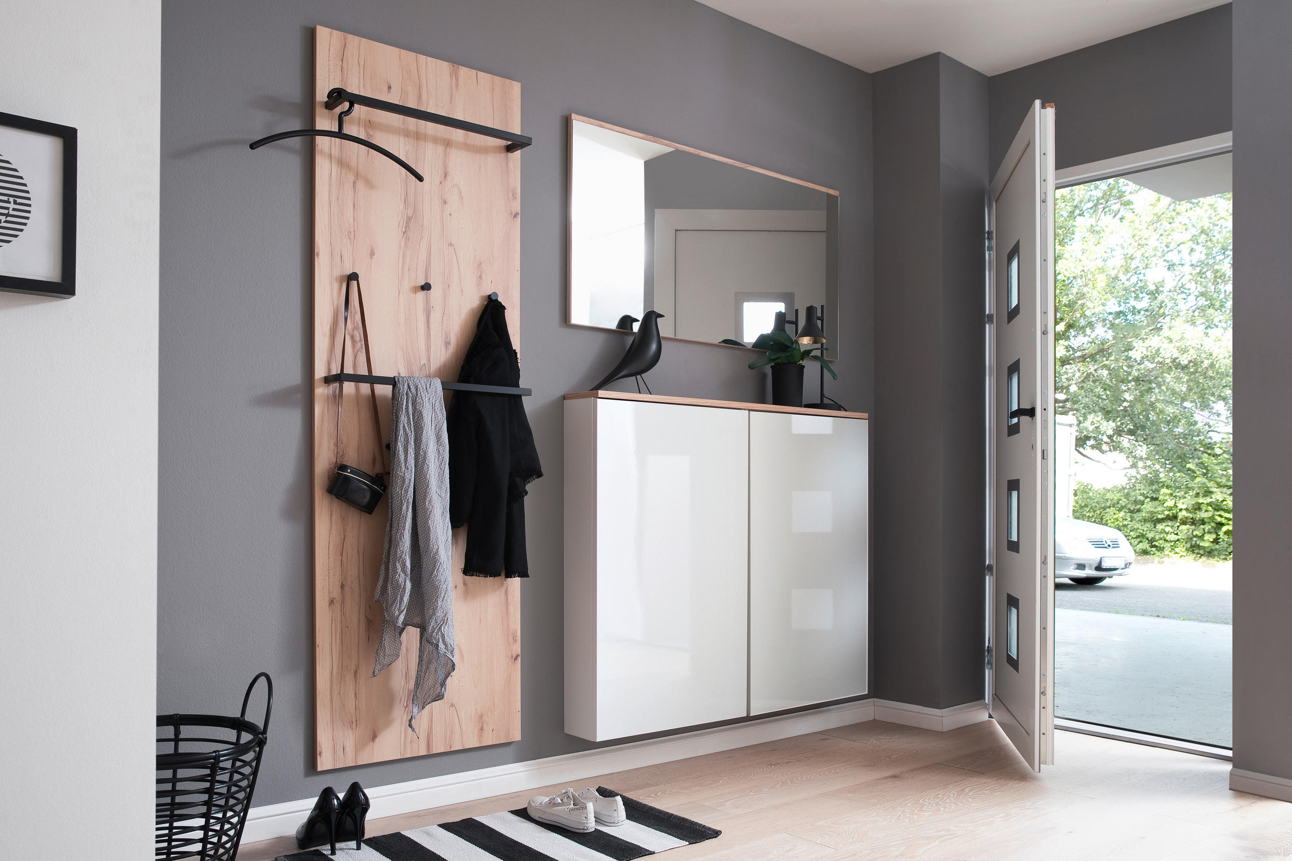 GARDEROBE 3-teilig in 190/200/38 cm - Weiss/Buchefarben, Konventionell, Holzwerkstoff (190/200/38cm) - Moderano