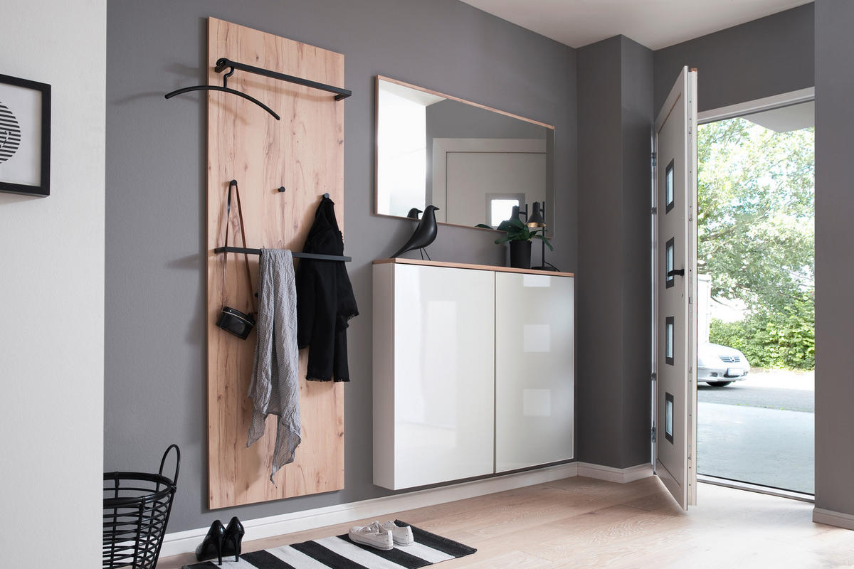 GARDEROBE 3-teilig  in 190/200/38 cm  - Weiss/Buchefarben, Konventionell, Holzwerkstoff (190/200/38cm) - Moderano