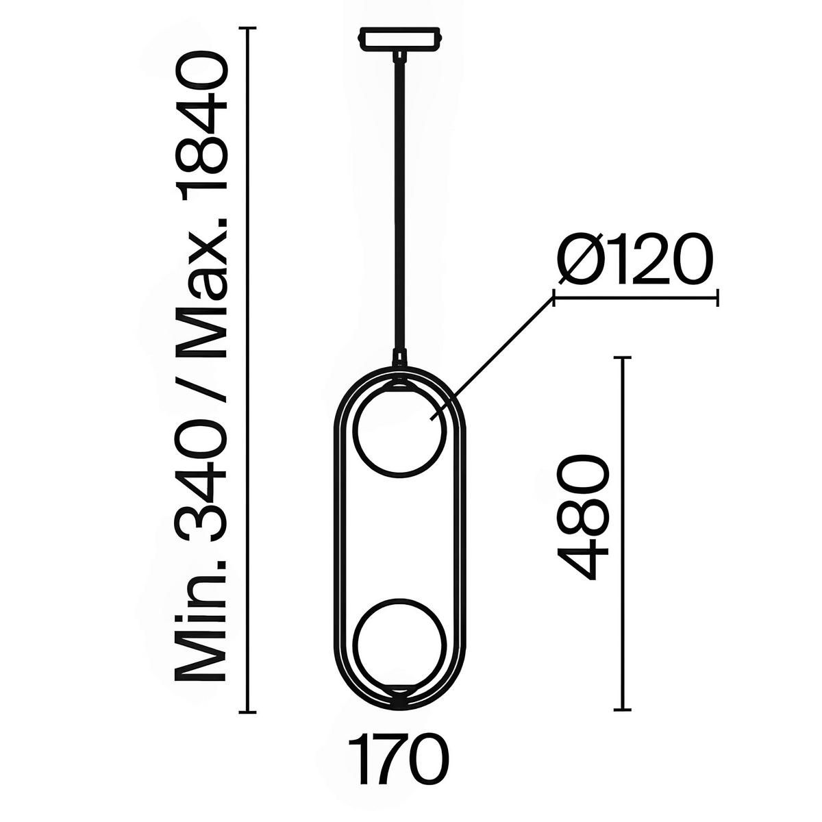 PENDELLEUCHTE  17/48/12 cm   - Weiss/Schwarz, Trend, Glas/Metall (17/48/12cm) - MAYTONI