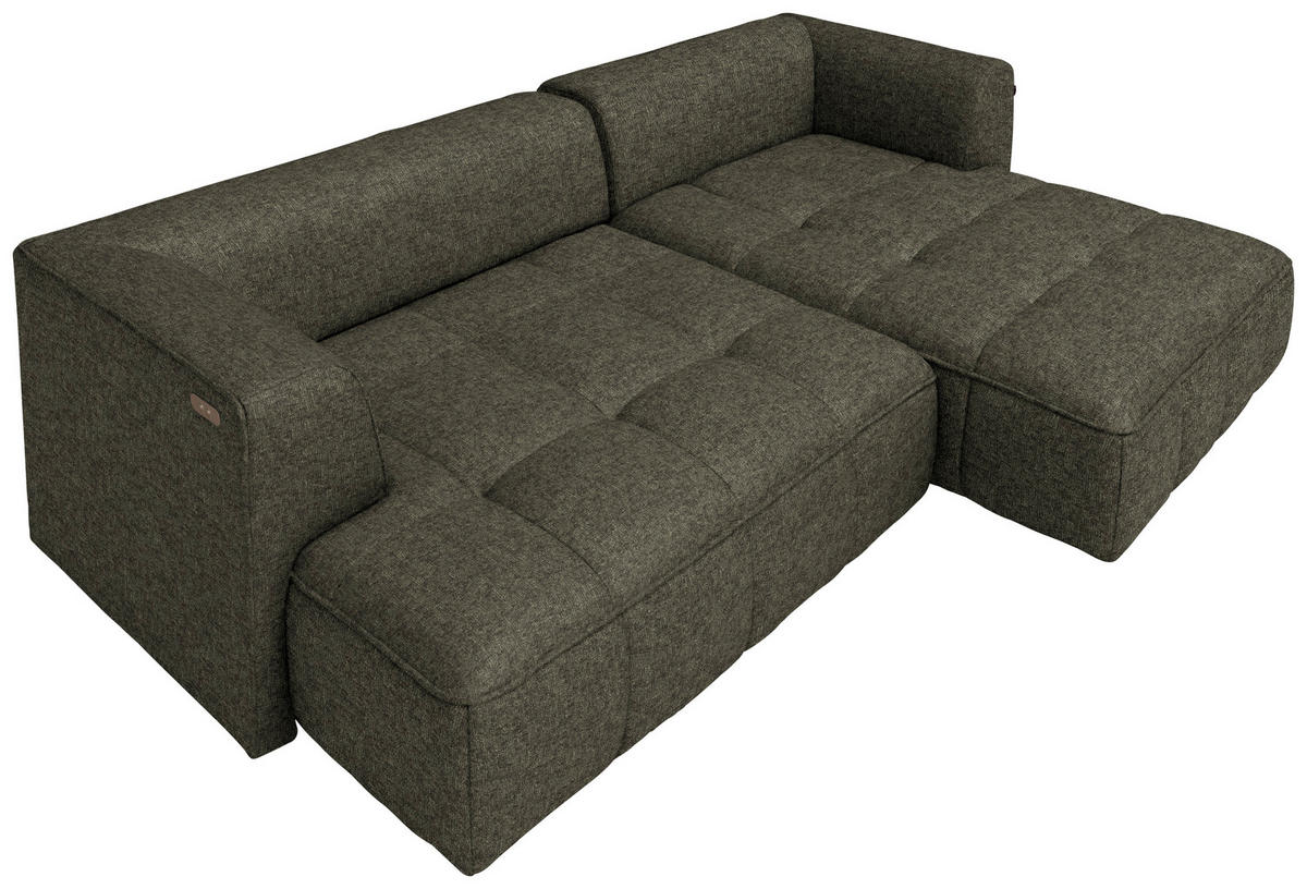 ECKSOFA Webstoff Olivgrün  - Schwarz/Olivgrün, Design, Kunststoff/Textil (288/188cm) - Welnova