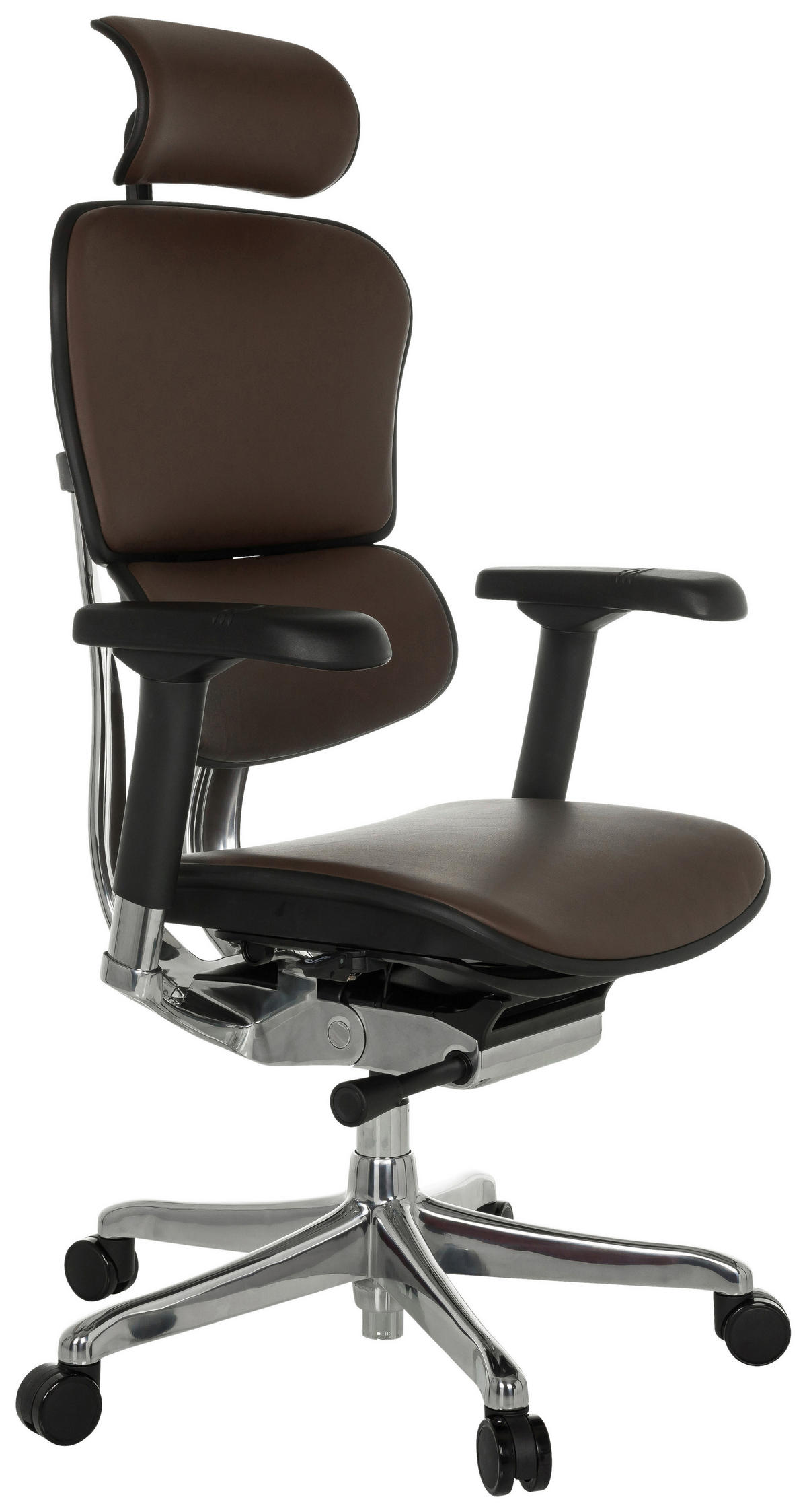 DREHSTUHL Dunkelbraun  - Dunkelbraun/Silberfarben, MODERN, Leder/Kunststoff (78/117 - 136/64cm) - MID.YOU