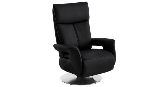 RELAXSESSEL in Leder Schwarz - Edelstahlfarben/Schwarz, Design, Leder/Metall (78/112/85cm) - Cantus